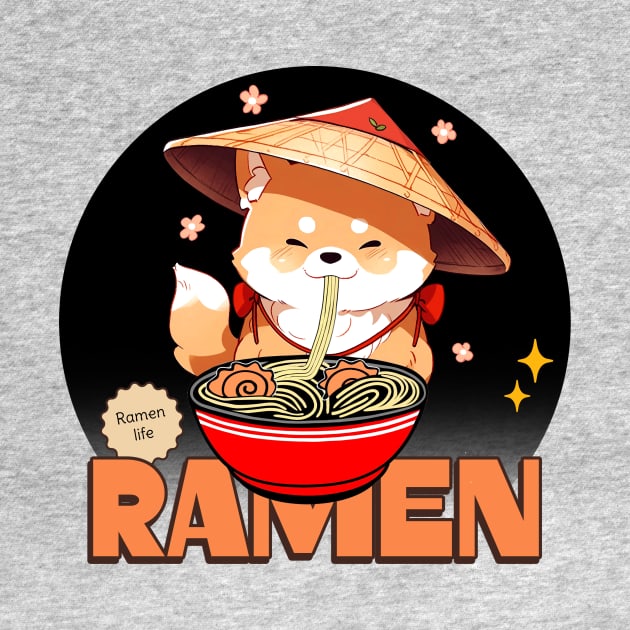 Ramen Lovers Kawaii Dog Eating Ramen Noodles by SartorisArt1